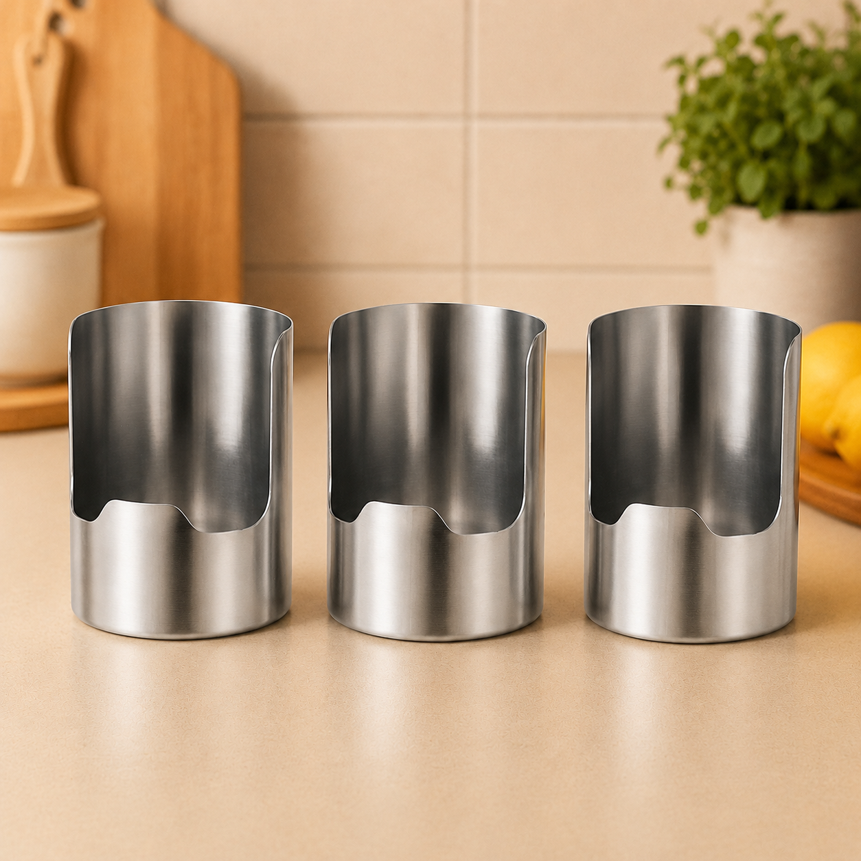 🍴 Stainless Steel Utensil Organizer with Drain Notch