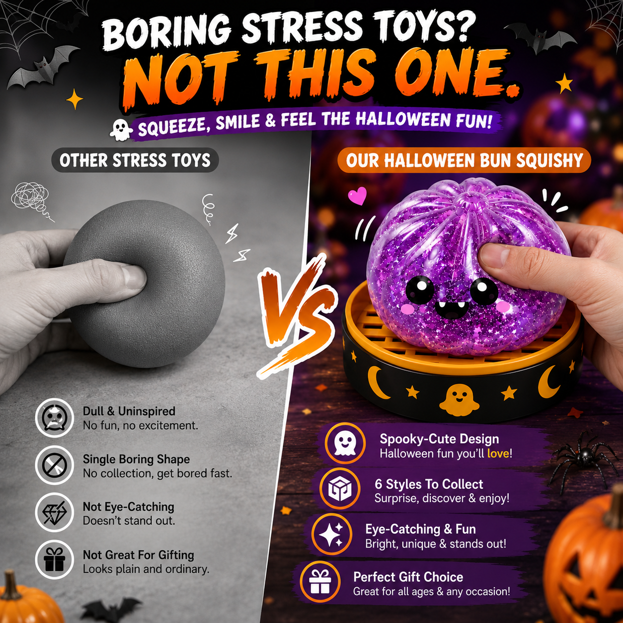 🎃LAST DAY 50% OFF ✨Orodira® Halloween Steamed Bun Squishy Mystery Box Toy