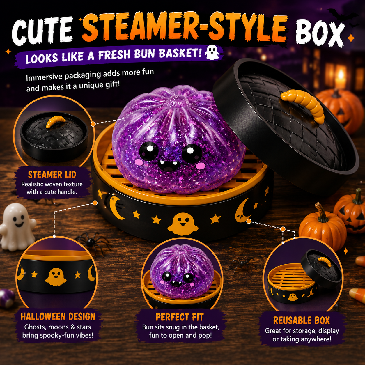 🎃LAST DAY 50% OFF ✨Orodira® Halloween Steamed Bun Squishy Mystery Box Toy