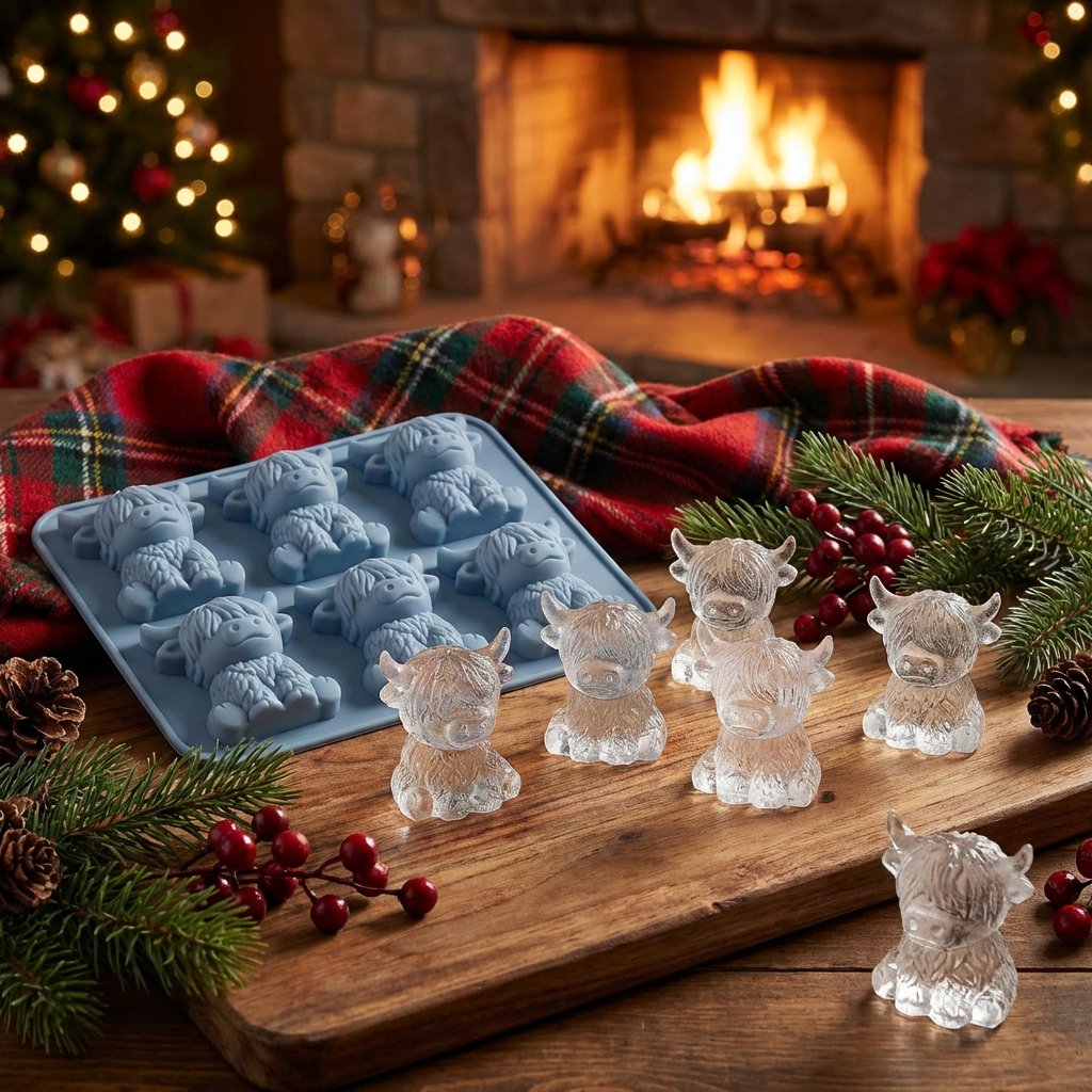 Orodira®🐮Mini Highland Cow Ice Cube & Dessert Mold🍪Cute 3D Ice for Drinks, Parties & Gifts💕
