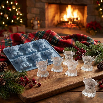 Orodira®🐮Mini Highland Cow Ice Cube & Dessert Mold🍪Cute 3D Ice for Drinks, Parties & Gifts💕