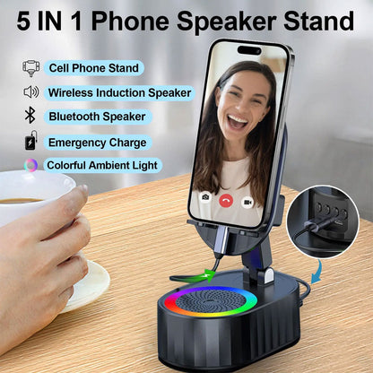 🔥Hot Sale 50% OFF🏆5-in-1 Wireless Speaker, Phone Holder & Ambient Light