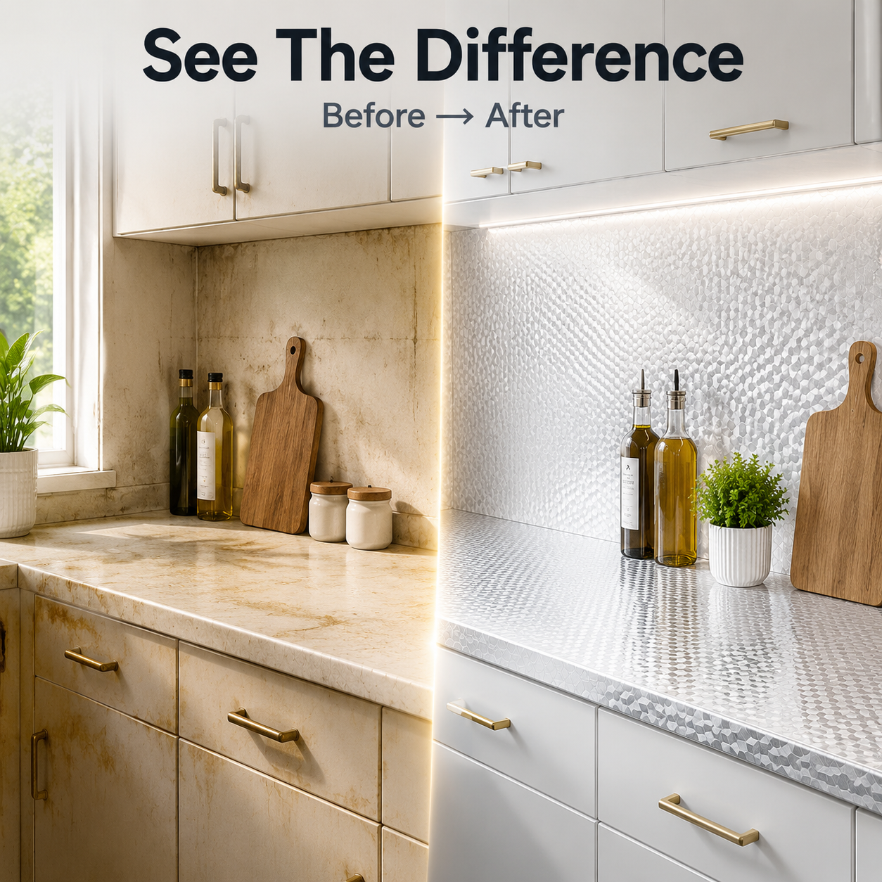 Orodira® Peel & Stick Kitchen Makeover Film – Waterproof DIY Countertop & Cabinet Cover