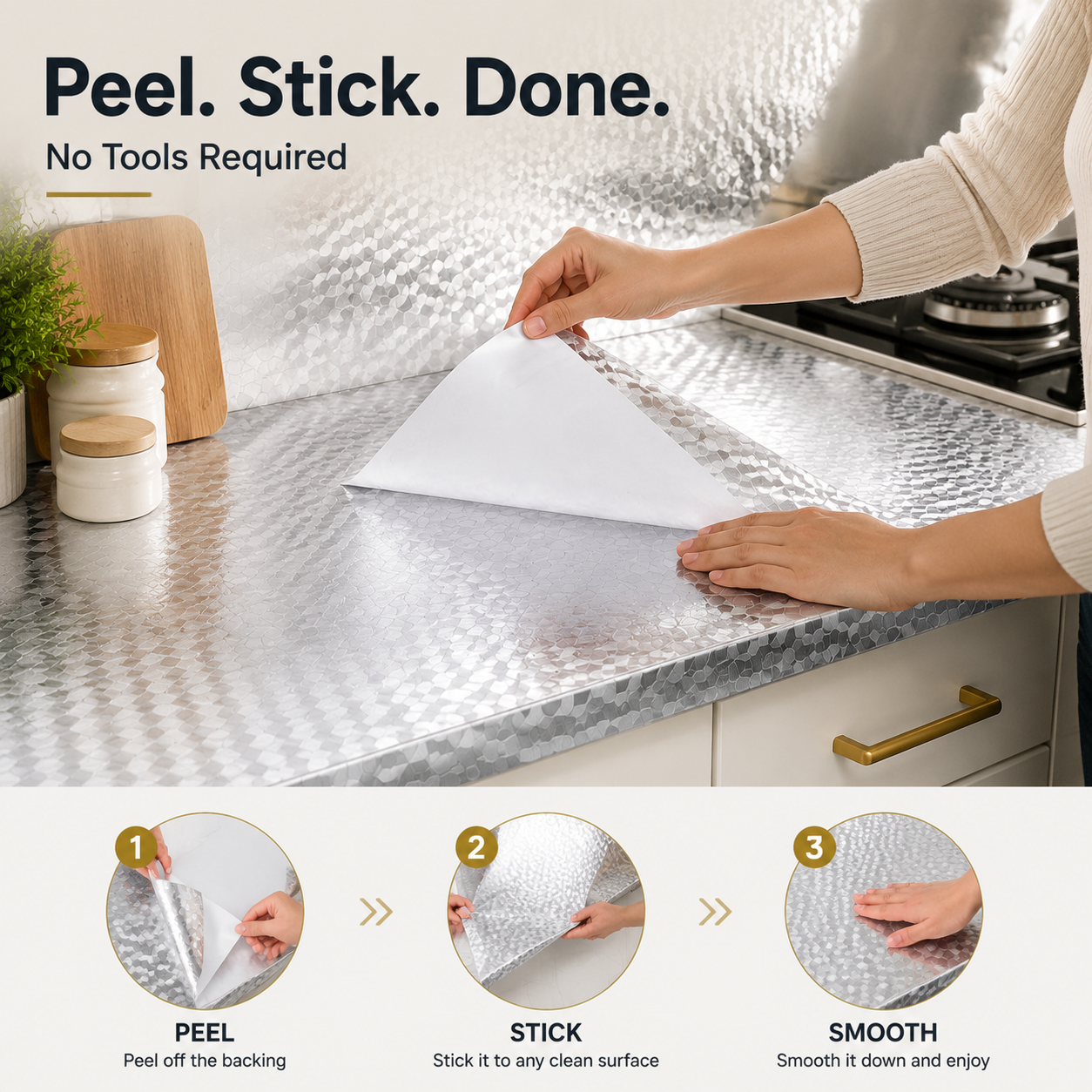 Orodira® Peel & Stick Kitchen Makeover Film – Waterproof DIY Countertop & Cabinet Cover