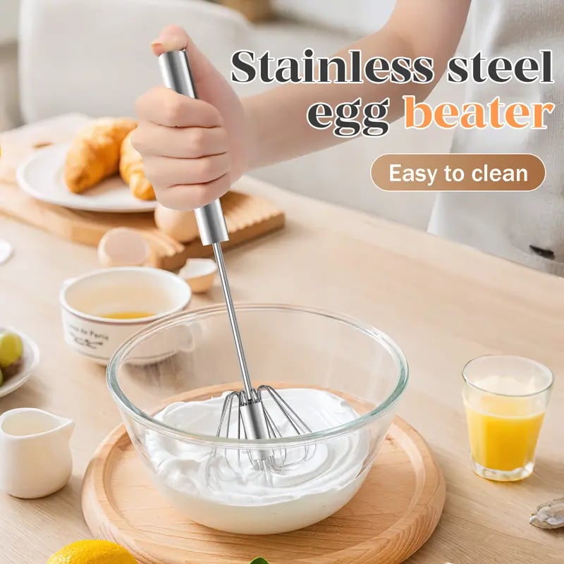 🥄✨LAST DAY 75% OFF ✨Orodira®Stainless Steel Hand-Push Rotary Whisk – Effortless Mixing in Seconds!