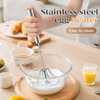 🥄✨LAST DAY 75% OFF ✨Orodira®Stainless Steel Hand-Push Rotary Whisk – Effortless Mixing in Seconds!