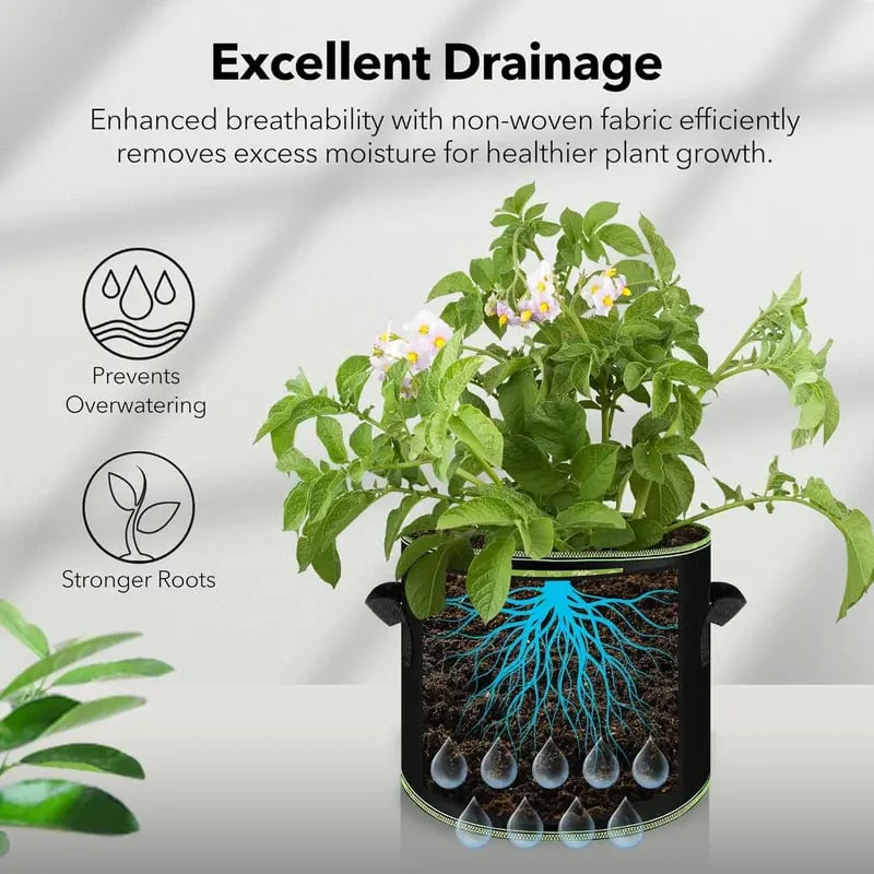 🌱Last Day 50% OFF 🪴Gallon Grow Bags – Heavy Duty Aeration Fabric Pots with Handles for Vegetables, Flowers & Fruits