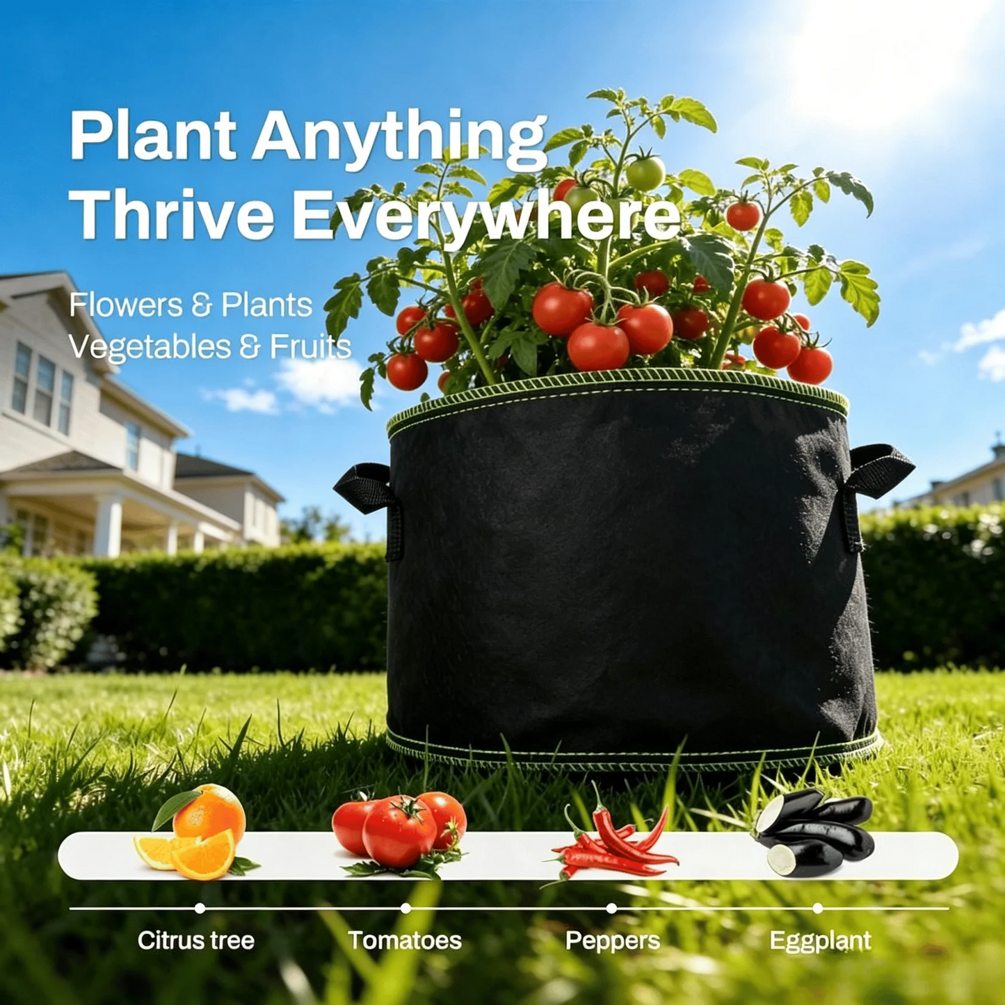 🌱Last Day 50% OFF 🪴Gallon Grow Bags – Heavy Duty Aeration Fabric Pots with Handles for Vegetables, Flowers & Fruits