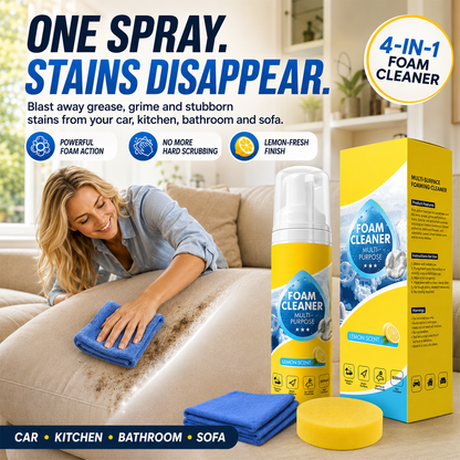 ⏳ FINAL 24 HOURS · 75% OFF🔥4-in-1 Multi-Enzyme Foam Cleaner – Deep Clean Car, Kitchen, Bathroom & Sofa UPSELL