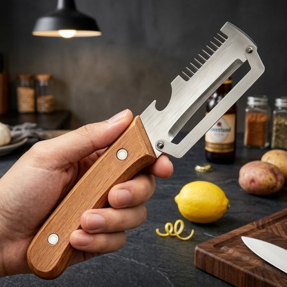 🔥💕LAST DAY 50% OFF ✨3-in-1 Stainless Steel Vegetable Peeler with Wooden Handle & Bottle Opener
