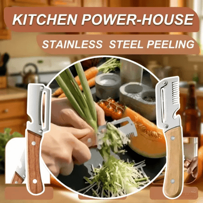 🔥💞LAST DAY 75% OFF ✨3-in-1 Stainless Steel Vegetable Peeler with Wooden Handle & Bottle Opener upsell
