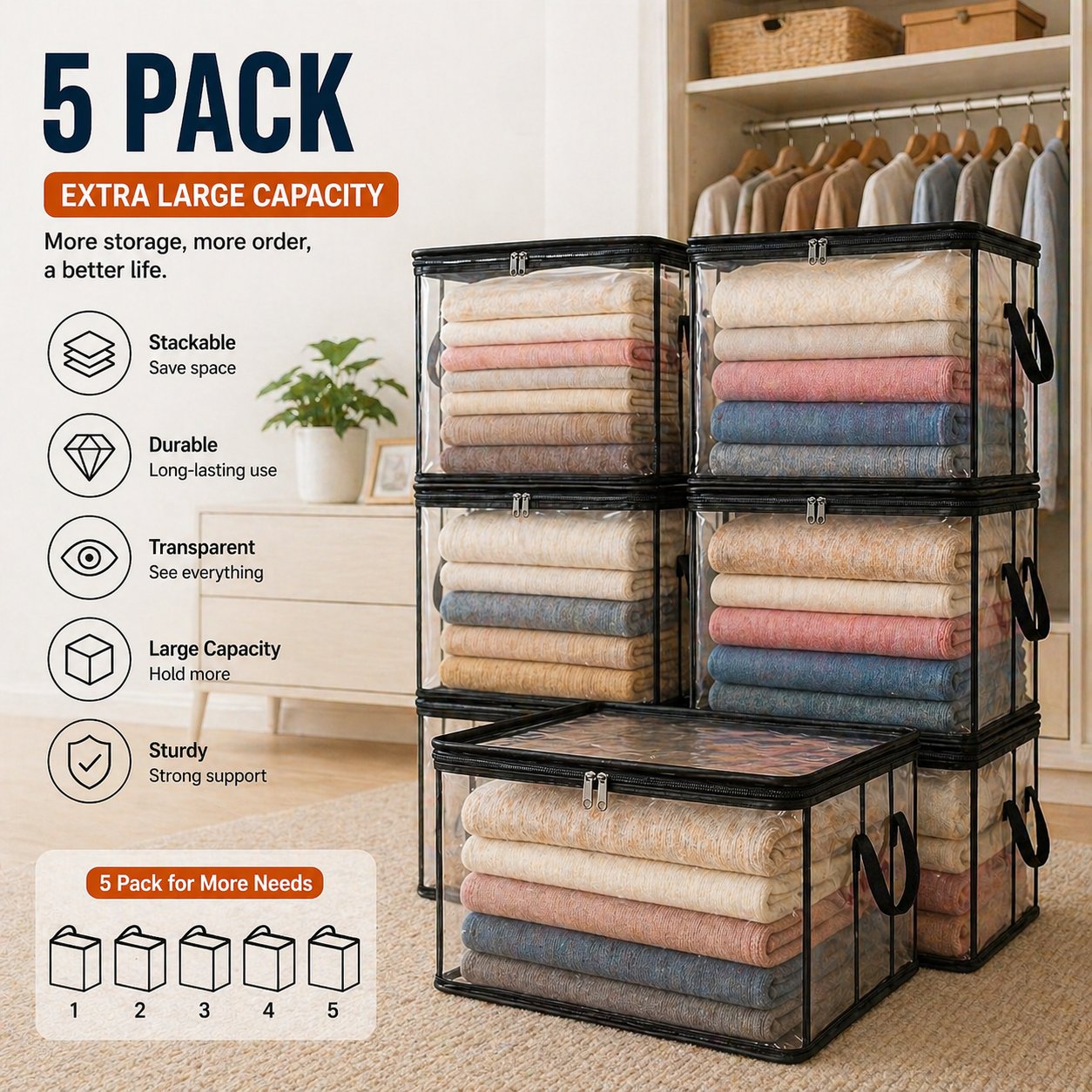 🎁💞LAST DAY 50% OFF ✨📦Orodira®Large Heavy-Duty Thick Plastic Clear Storage