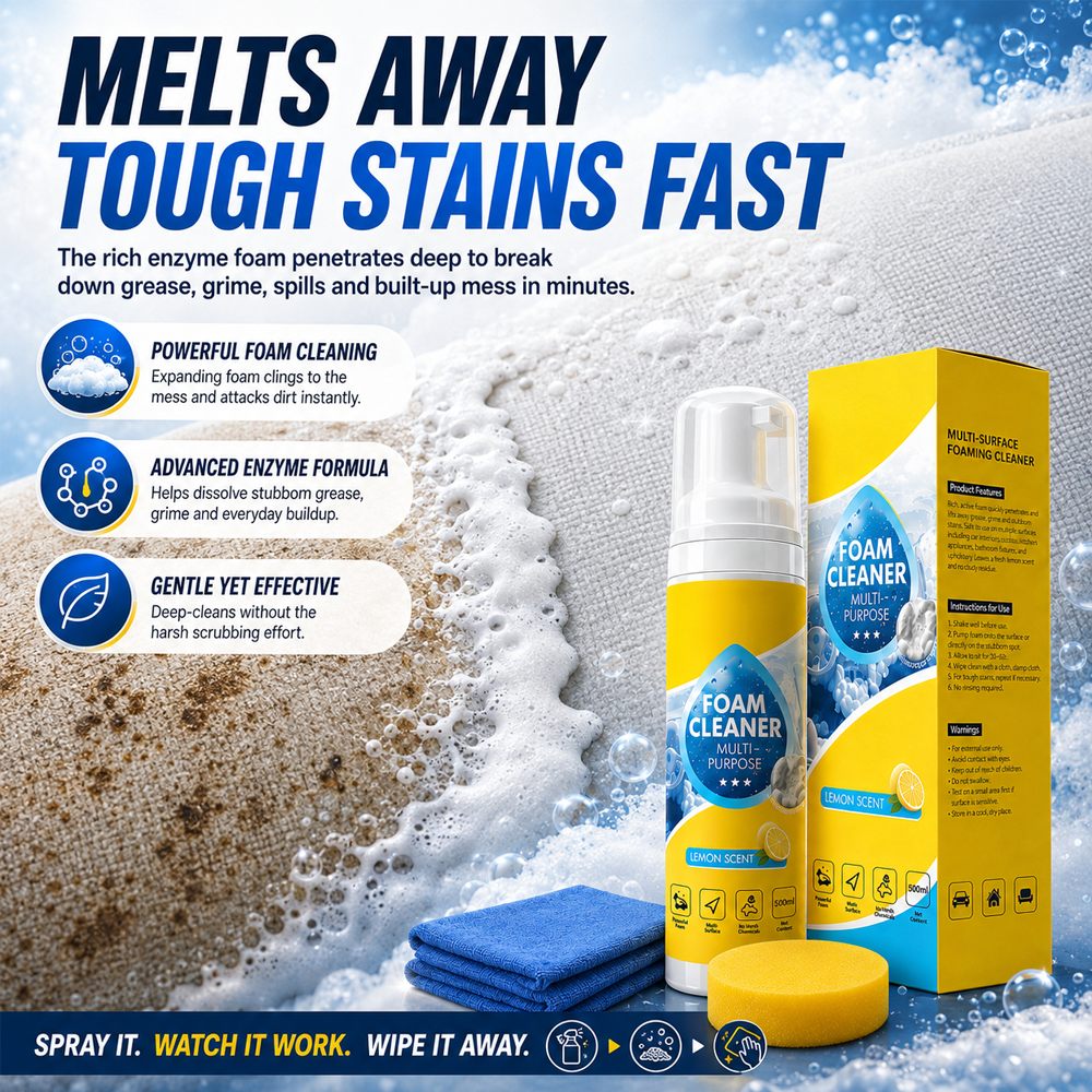 ⏳ FINAL 24 HOURS · 75% OFF🔥4-in-1 Multi-Enzyme Foam Cleaner – Deep Clean Car, Kitchen, Bathroom & Sofa UPSELL