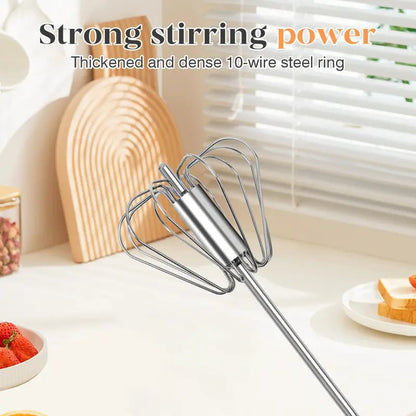 🥄✨LAST DAY 75% OFF ✨Orodira®Stainless Steel Hand-Push Rotary Whisk – Effortless Mixing in Seconds!