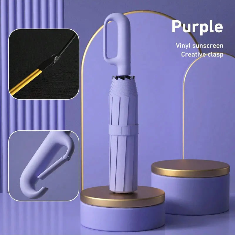 ☔ Automatic Open-Close Umbrella with Clip Handle