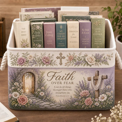 ✝️ Faith-Inspired Foldable Storage Basket – 3 Scripture Designs