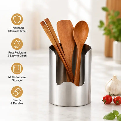 🍴 Stainless Steel Utensil Organizer with Drain Notch