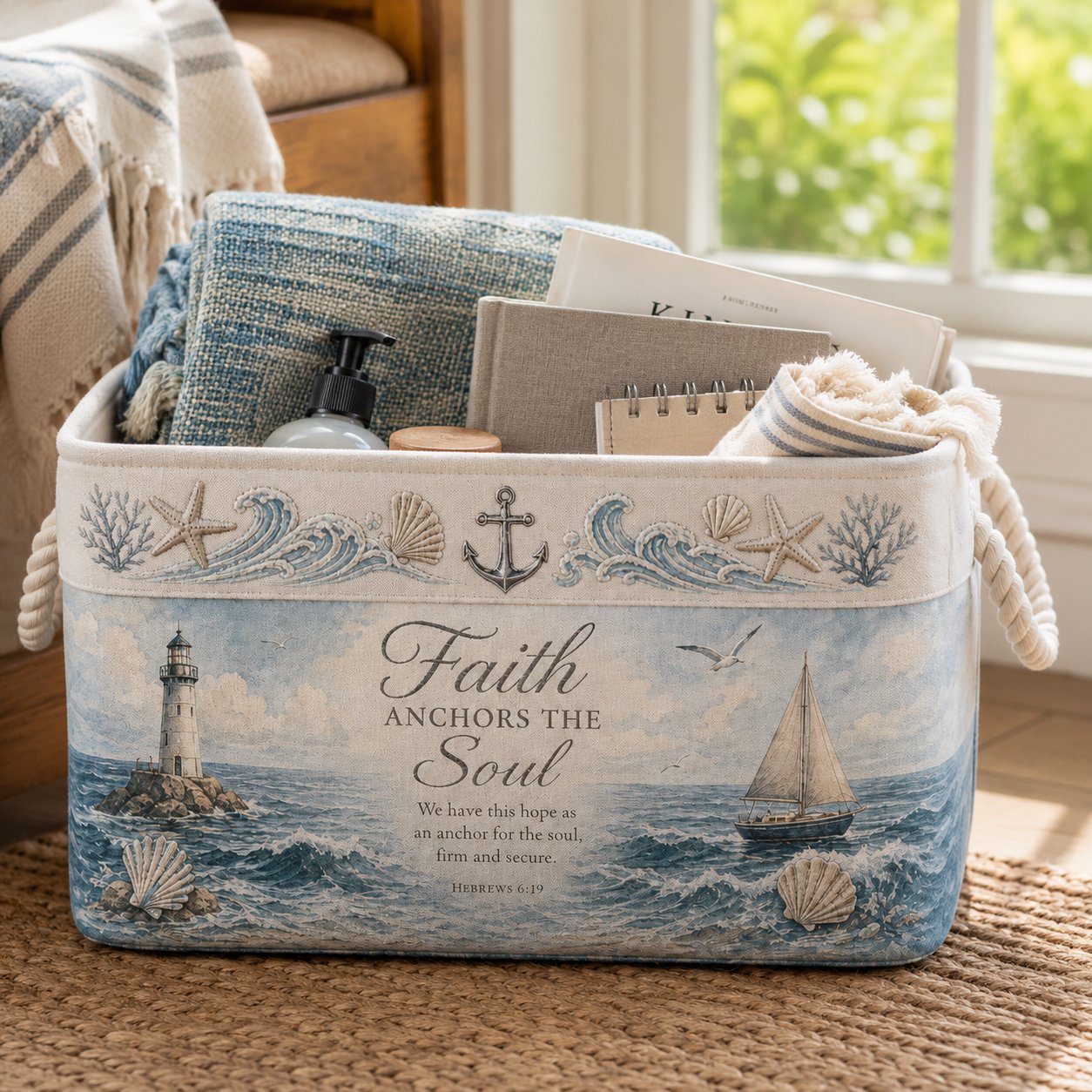✝️ Faith-Inspired Foldable Storage Basket – 3 Scripture Designs