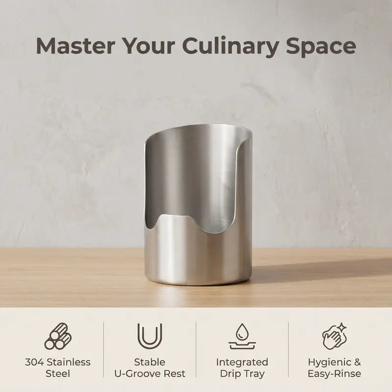 🍴 Stainless Steel Utensil Organizer with Drain Notch