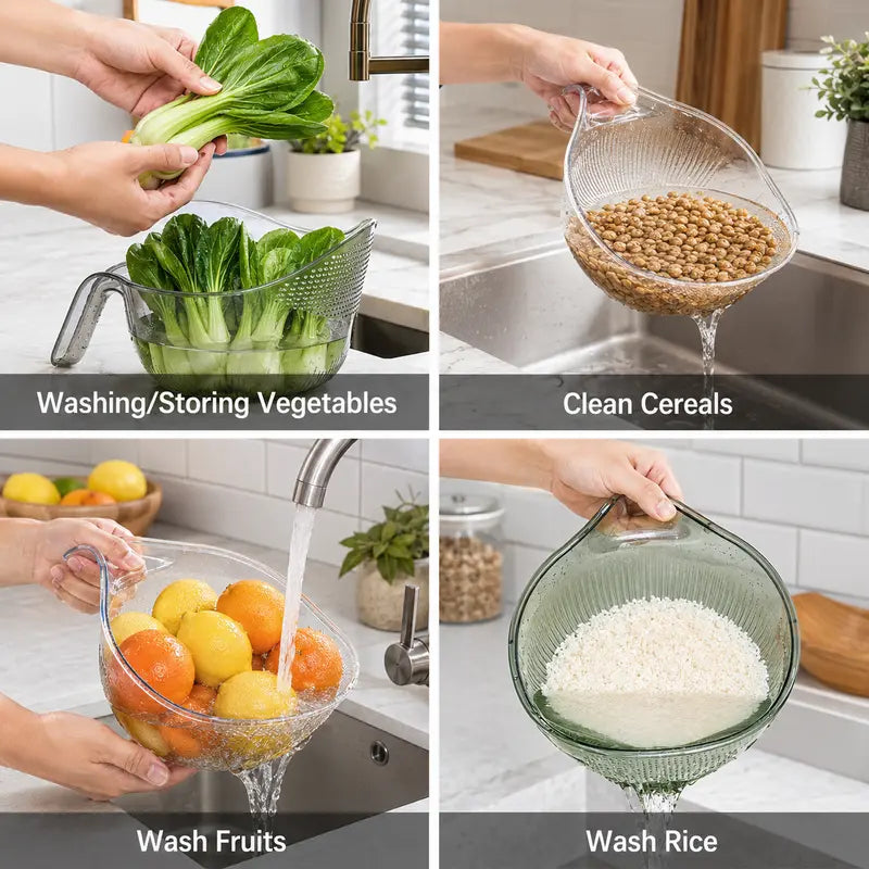🔥💕LAST DAY 50% OFF ✨Orodira® Multipurpose rice washing strainer bowl