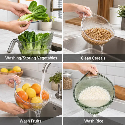 🔥💕LAST DAY 50% OFF ✨Orodira® Multipurpose rice washing strainer bowl