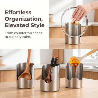 🍴 Stainless Steel Utensil Organizer with Drain Notch