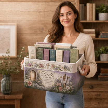 ✝️ Faith-Inspired Foldable Storage Basket – 3 Scripture Designs