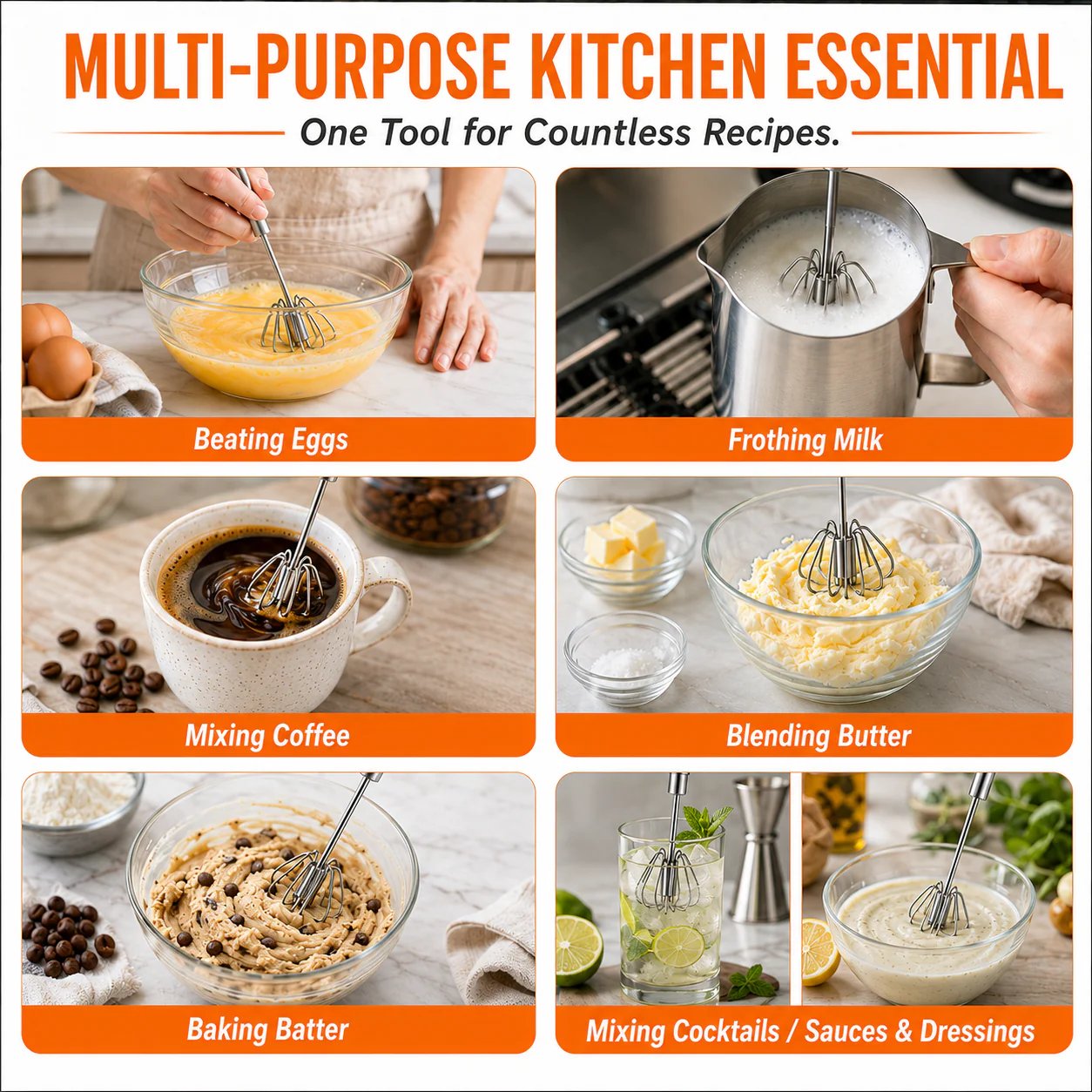 🥄✨LAST DAY 75% OFF ✨Orodira®Stainless Steel Hand-Push Rotary Whisk – Effortless Mixing in Seconds!