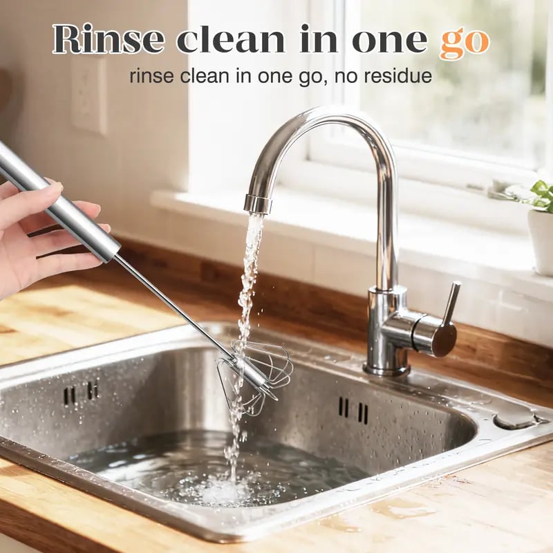 🥄✨LAST DAY 75% OFF ✨Orodira®Stainless Steel Hand-Push Rotary Whisk – Effortless Mixing in Seconds!