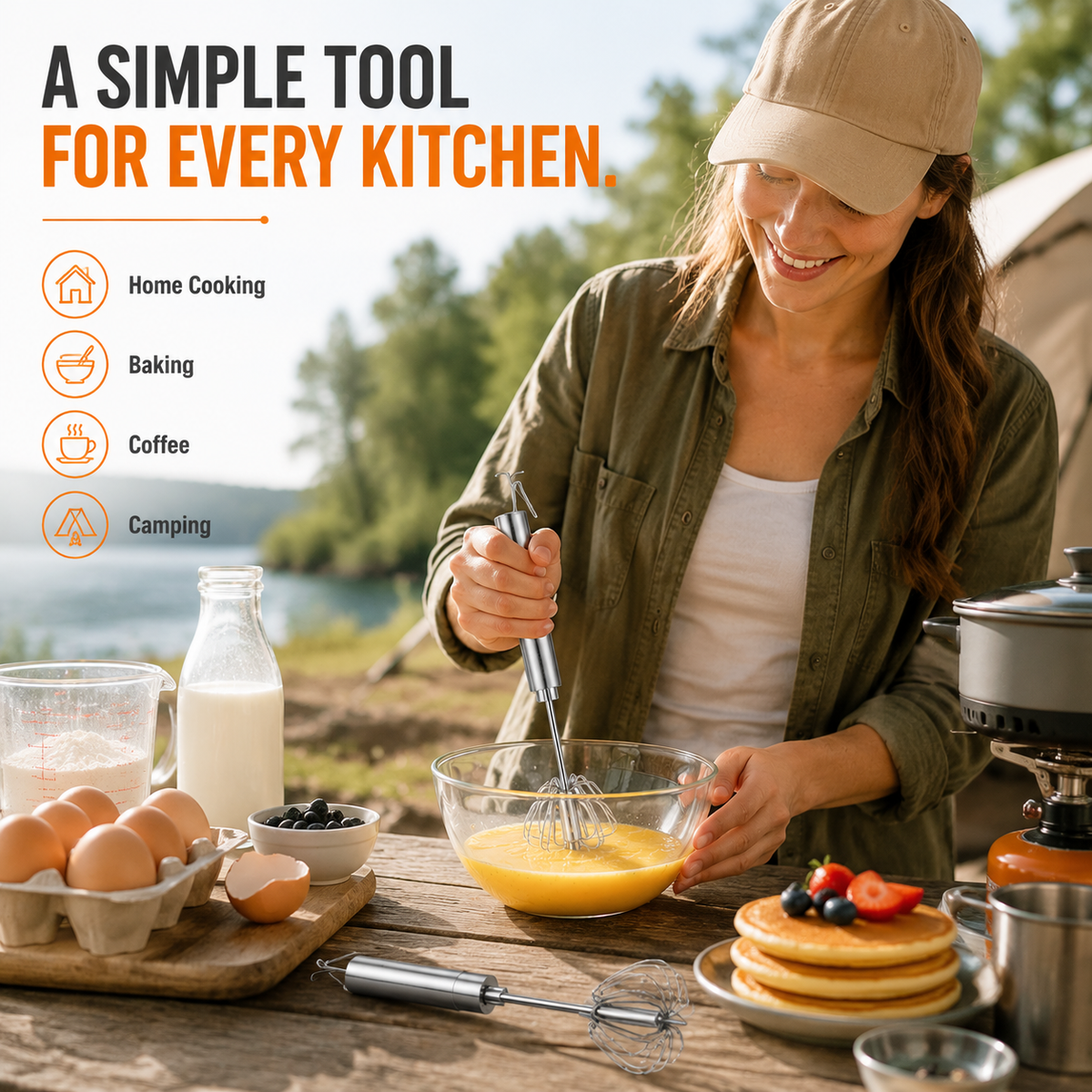 🥄✨LAST DAY 50% OFF ✨Orodira®Stainless Steel Hand-Push Rotary Whisk – Effortless Mixing in Seconds!