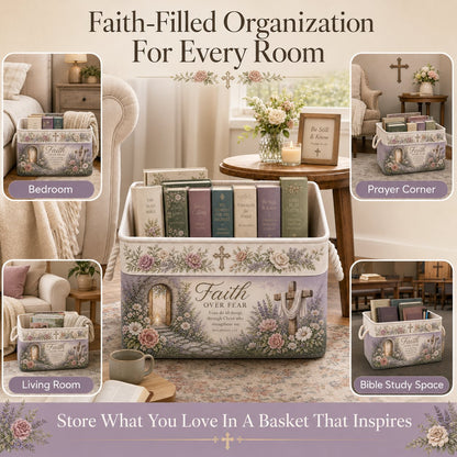✝️ Faith-Inspired Foldable Storage Basket – 3 Scripture Designs