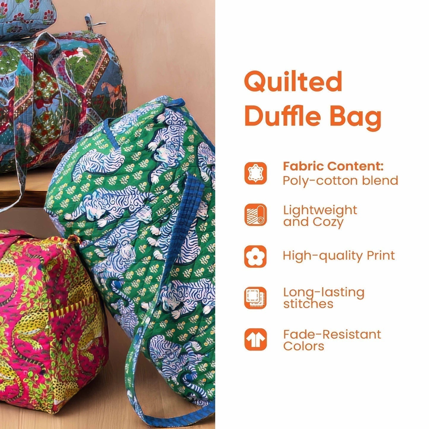 💞LAST DAY 50% OFF ✨Orodira® Hippie Journey Quilted Duffle Bag 3
