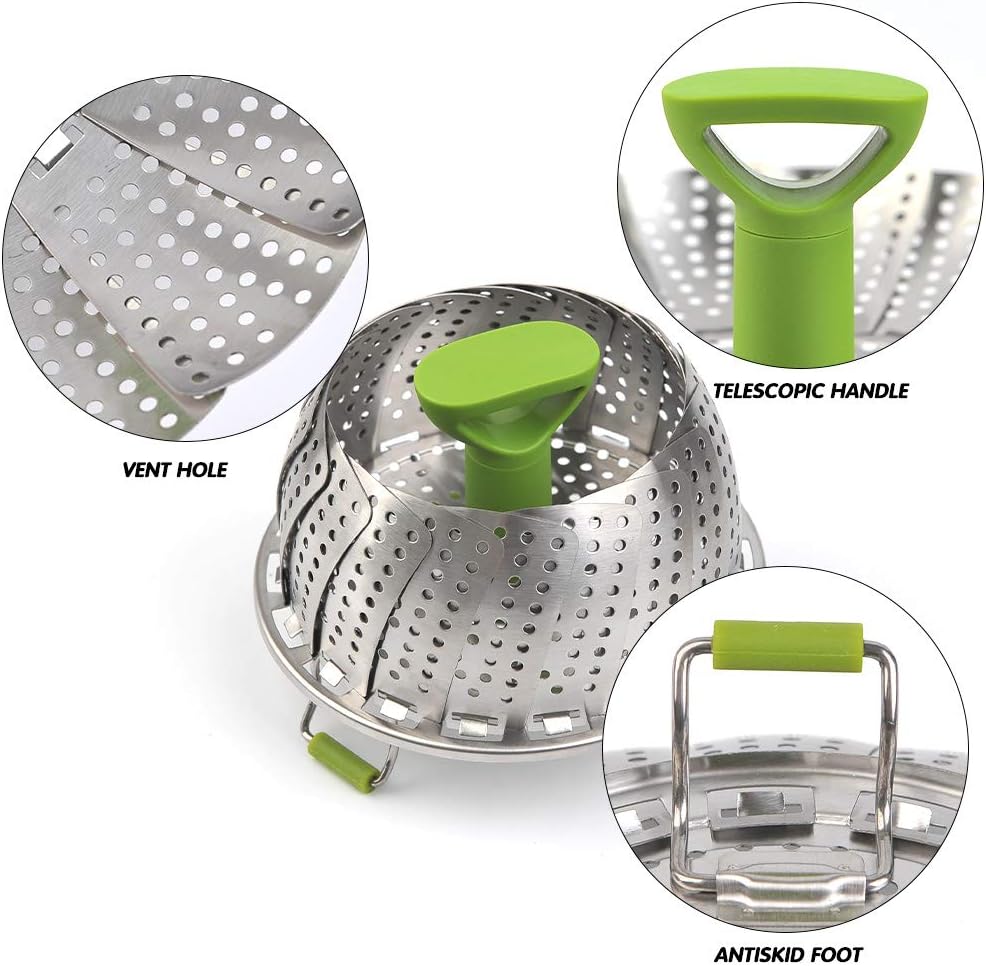 🥦 Expandable Stainless Steel Steamer Basket – Fits More Pots