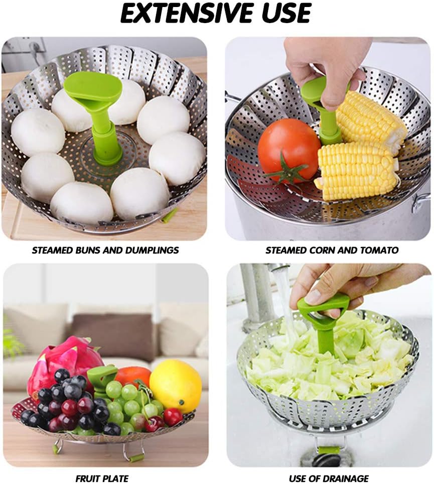 🥦 Expandable Stainless Steel Steamer Basket – Fits More Pots