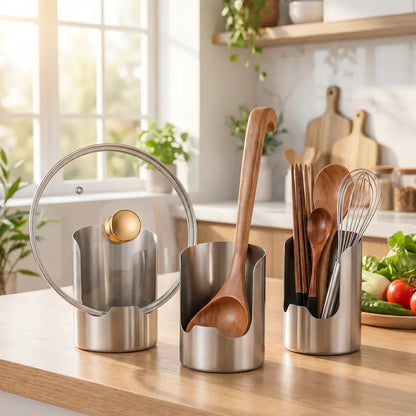 🍴 Stainless Steel Utensil Organizer with Drain Notch
