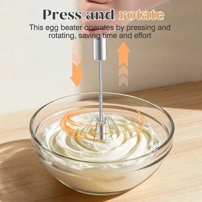 🥄✨LAST DAY 75% OFF ✨Orodira®Stainless Steel Hand-Push Rotary Whisk – Effortless Mixing in Seconds!