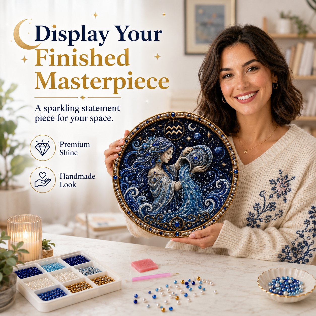 ♈ 12-Sign Zodiac Pearl Art DIY Kit – Create Your Sparkling Sign UPSELL
