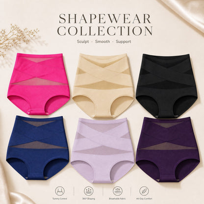 🌸Plus-Size High-Waist Cross Tummy Control Panties