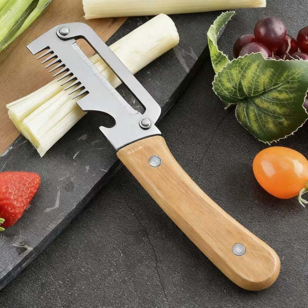 🔥💕LAST DAY 50% OFF ✨3-in-1 Stainless Steel Vegetable Peeler with Wooden Handle & Bottle Opener