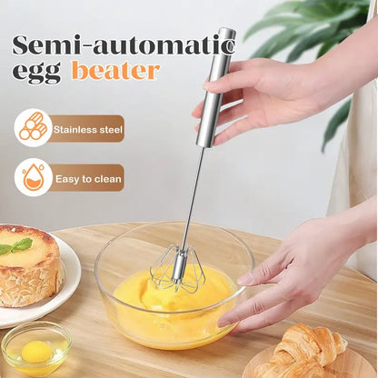 🥄✨LAST DAY 75% OFF ✨Orodira®Stainless Steel Hand-Push Rotary Whisk – Effortless Mixing in Seconds!