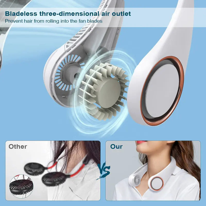 ❄️LAST DAY 50% OFF ✨Orodira®Portable Neck Fan, Bladeless Wearable Personal Fan, Hands-Free Cooling for Outdoor & Office