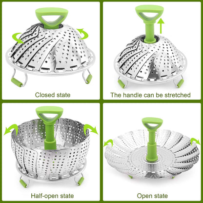 🥦 Expandable Stainless Steel Steamer Basket – Fits More Pots