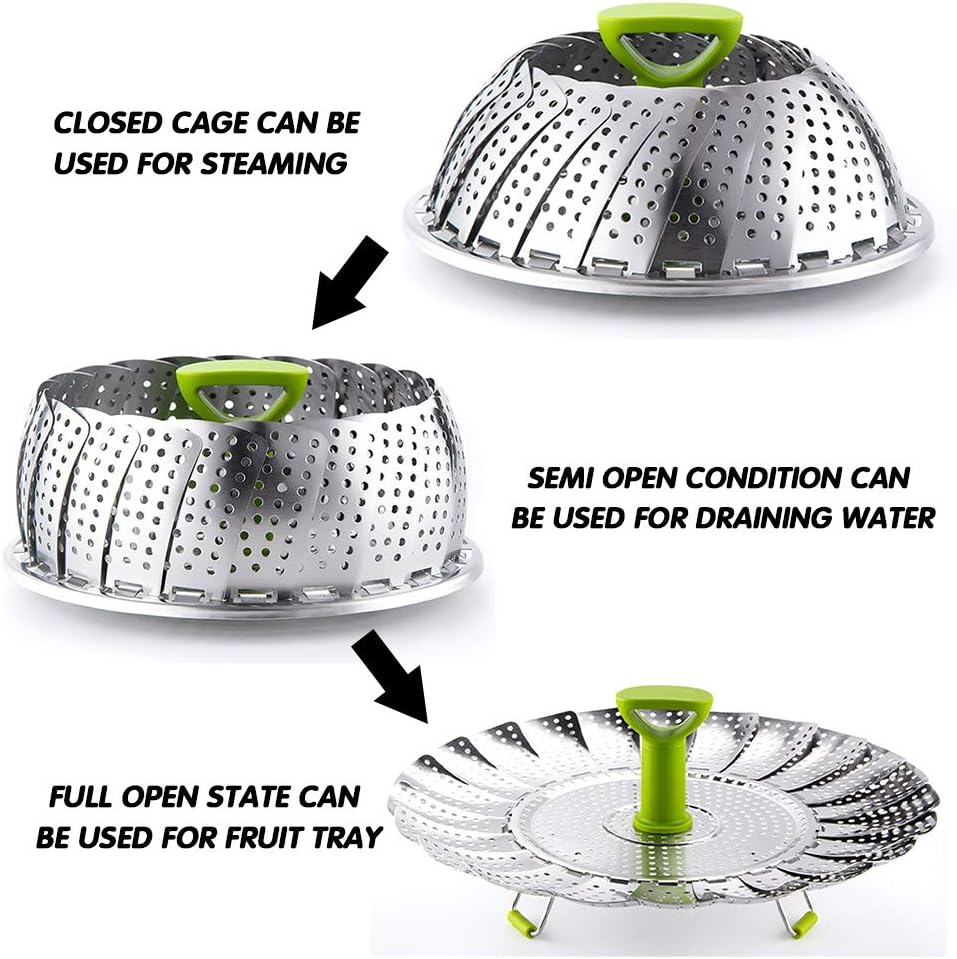 🥦 Expandable Stainless Steel Steamer Basket – Fits More Pots