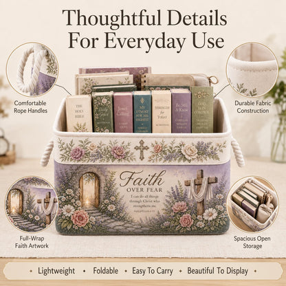 ✝️ Faith-Inspired Foldable Storage Basket – 3 Scripture Designs