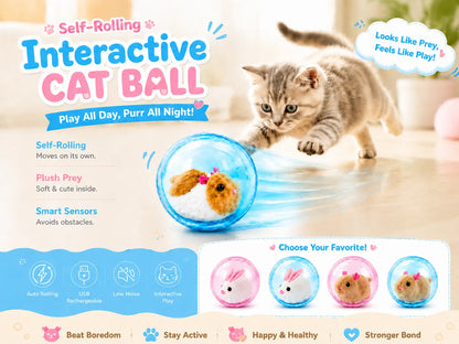 🔥💓LAST DAY 50% OFF ✨Orodira® Self-Rolling Interactive Cat Ball