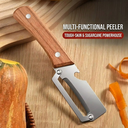 🔥💕LAST DAY 50% OFF ✨3-in-1 Stainless Steel Vegetable Peeler with Wooden Handle & Bottle Opener