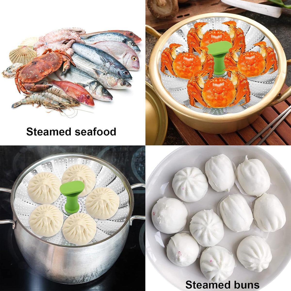 🥦 Expandable Stainless Steel Steamer Basket – Fits More Pots