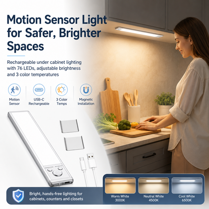 ⏳ FINAL 24 HOURS · 50% OFF💡 Motion Sensor Cabinet Light – No Wiring Needed
