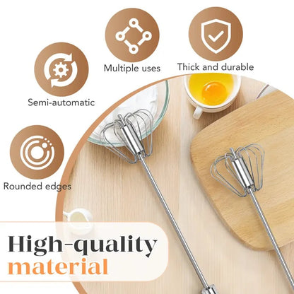 🥄✨LAST DAY 75% OFF ✨Orodira®Stainless Steel Hand-Push Rotary Whisk – Effortless Mixing in Seconds!