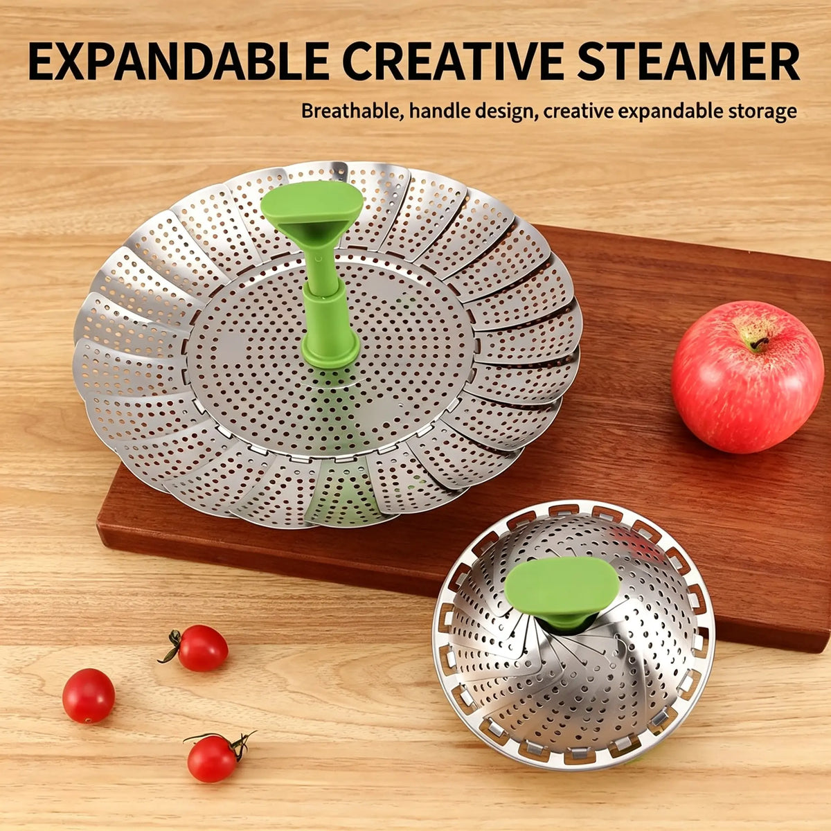 🥦 Expandable Stainless Steel Steamer Basket – Fits More Pots